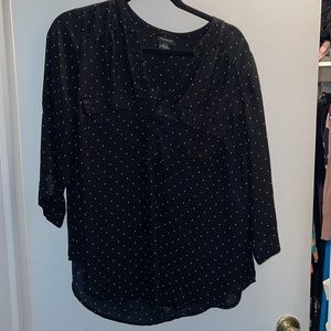 Torrid polka dot black blouse